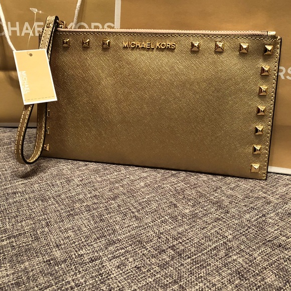 michael kors gold studded purse